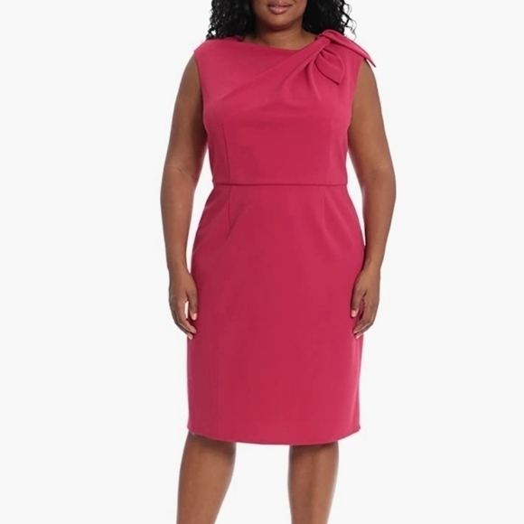 𝅺NEW! MAGGY LONDON Sleeveless Sheath Dress Tie Accent. - Picture 1 of 8